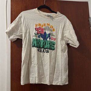 Adidas Friends of Nature Club Graphic Tee - Cream with Green & Multicolor Print